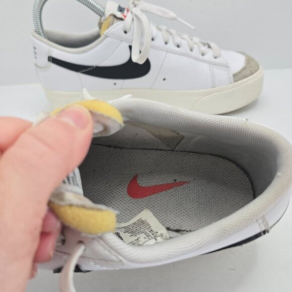 Nike | Blazer '77 white leather black sporty low-top platform sneakers | WMS 6 - Picture 6 of 11